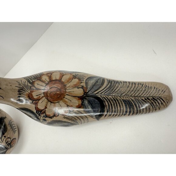 2 Vintage Tonala Bird Figurines Ceramic Hand Painted Mexican Folk Art Pottery - Picture 2 of 15